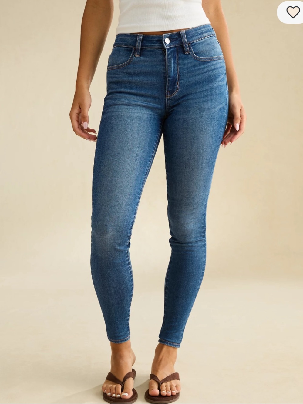 American Eagle High-Rise Jeggings Medium Blue Denim. Size 14 Long